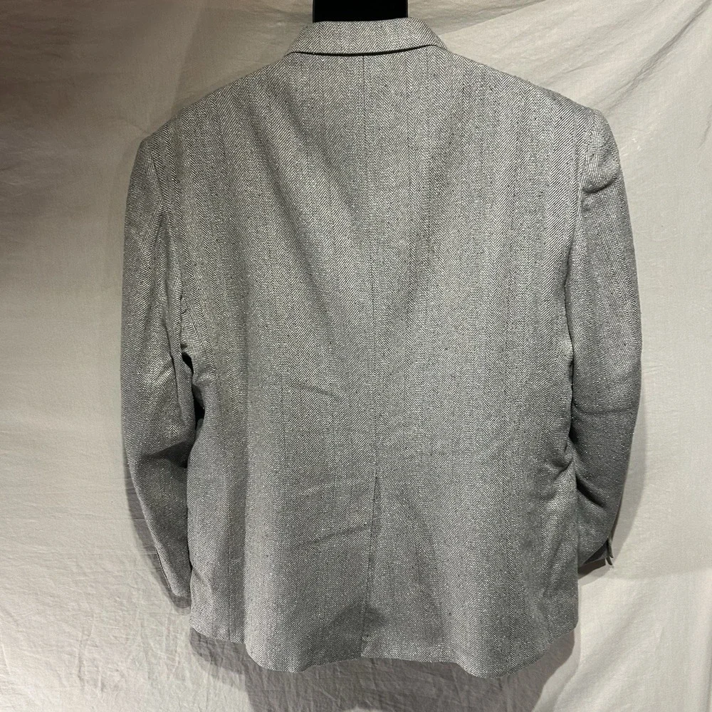 Vintage John H Craigmiles 48R Blazer Grey Herringbone Sport Coat Suit Jacket
